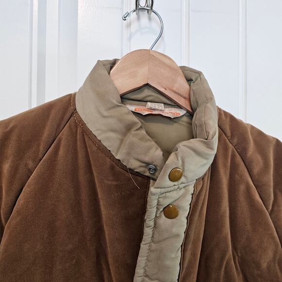 Vintage Puffer Coat Mens Small Tan Brown 80s Utility Farm Ranch Western Warm - Picture 3 of 13